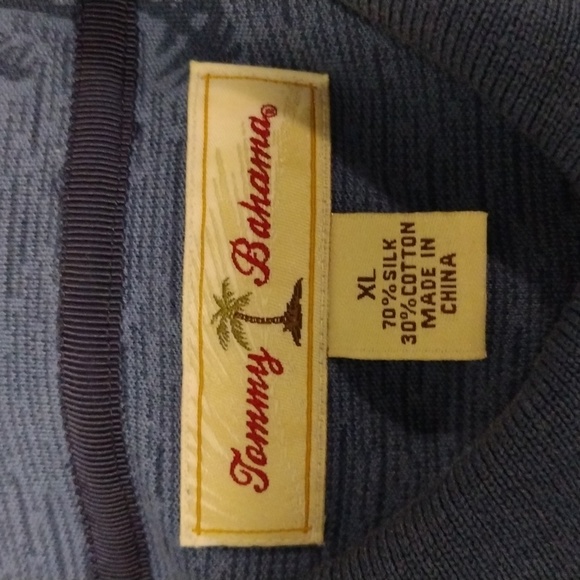 Tommy Bahama Silk XL Blue Short Sleeve Polo Shirt with Palm Tree Design - Picture 3 of 6